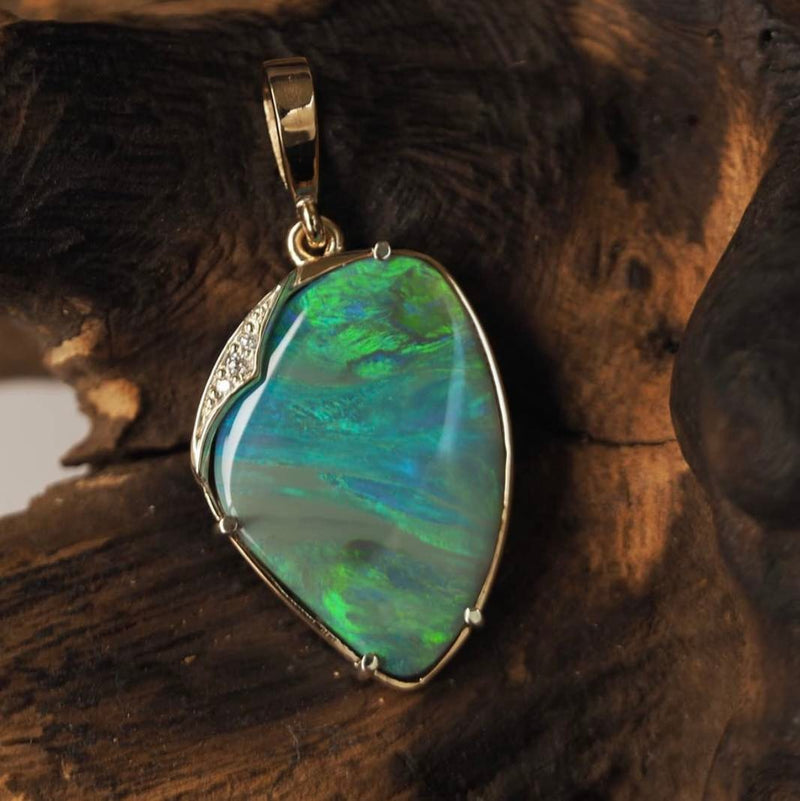 Australian Opal & Diamond Pendant