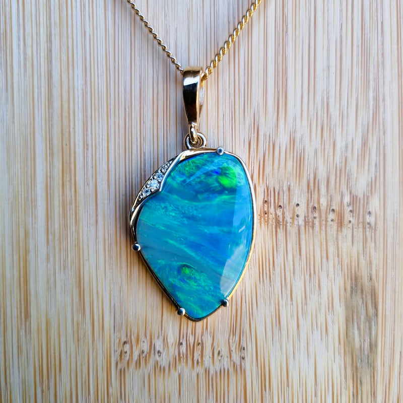 Australian Opal & Diamond Pendant