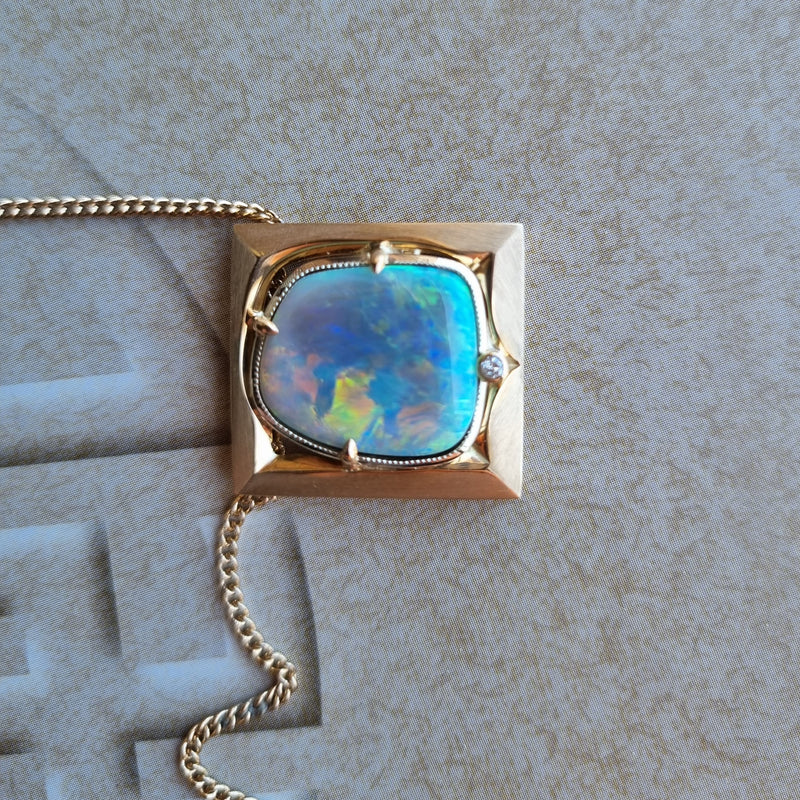 Australian Opal & Diamond Pendant