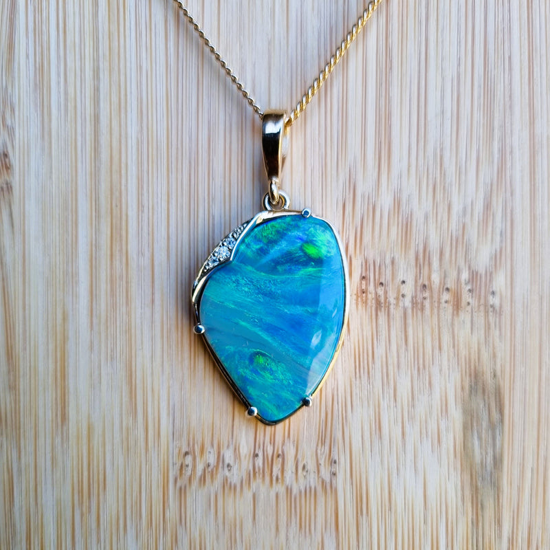 Australian Opal & Diamond Pendant