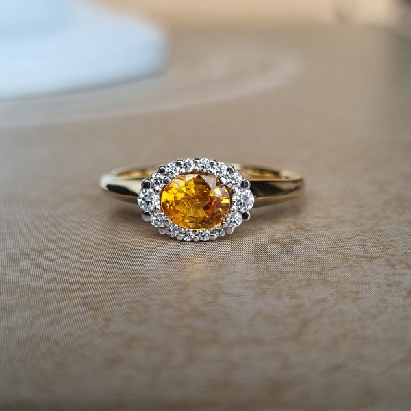 Golden Sapphire and Diamond Ring