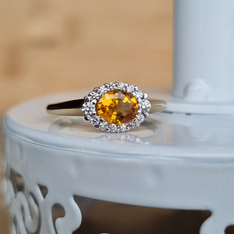 Golden Sapphire and Diamond Ring