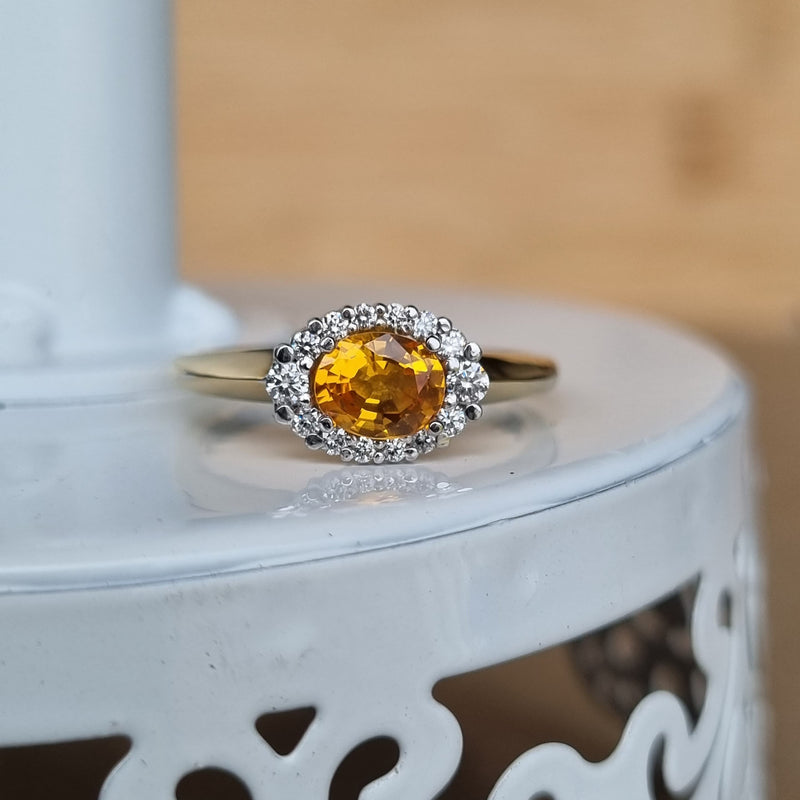 Golden Sapphire and Diamond Ring