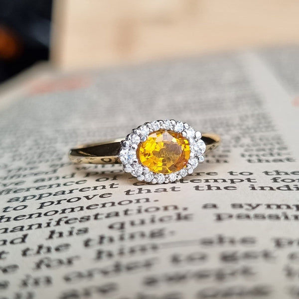 Golden Sapphire and Diamond Ring